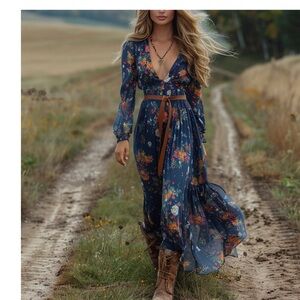 Floral Navy Maxi Dress